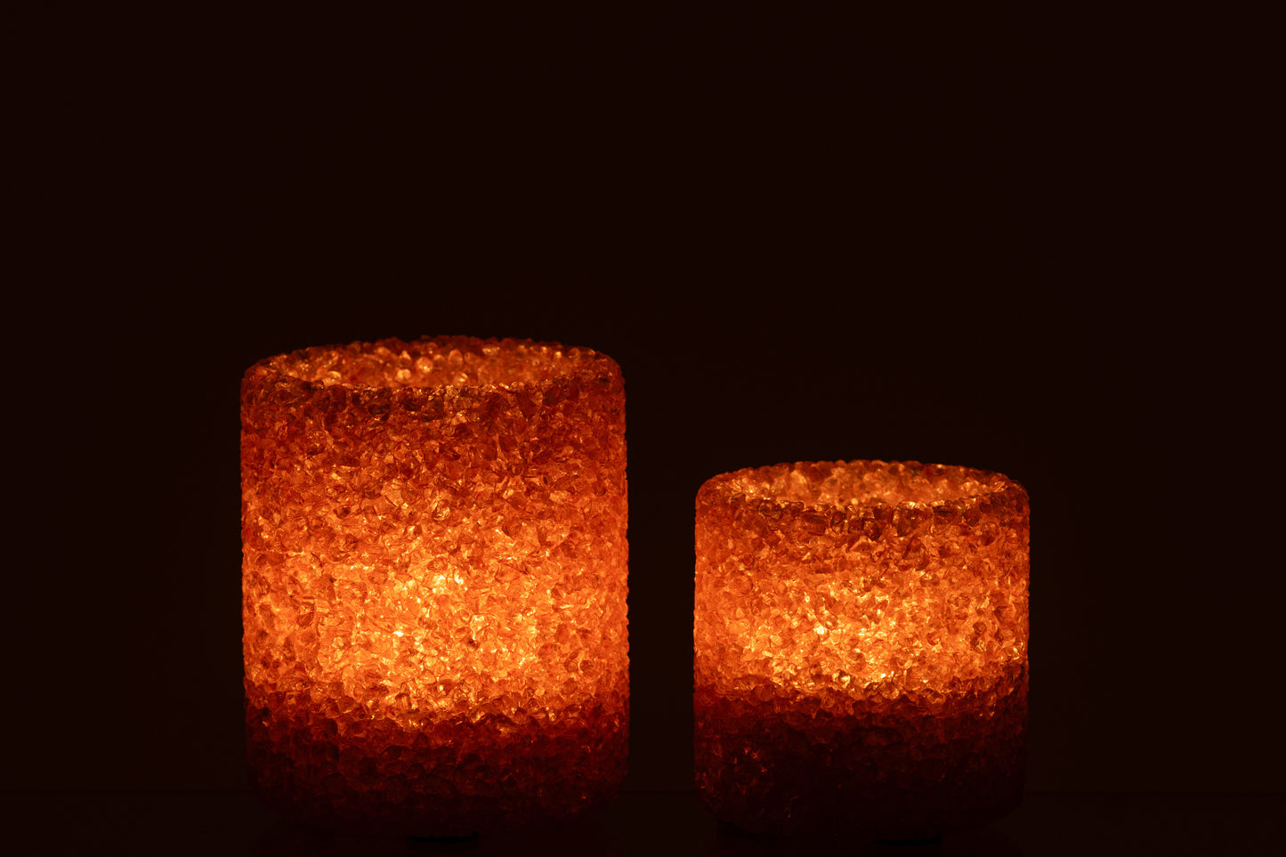 Tealight holder stone orange - set of 2