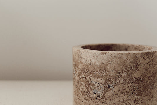 Travertine tea light holder mocca