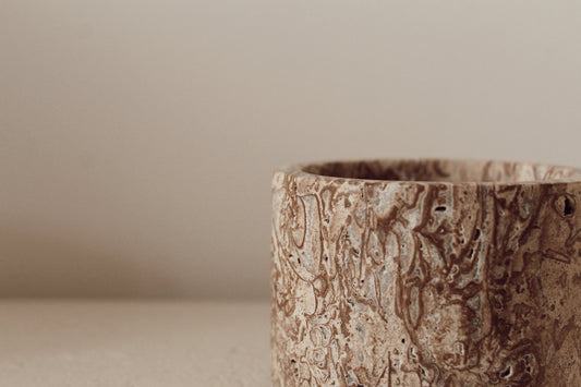 Travertine tea light holder cappuccino