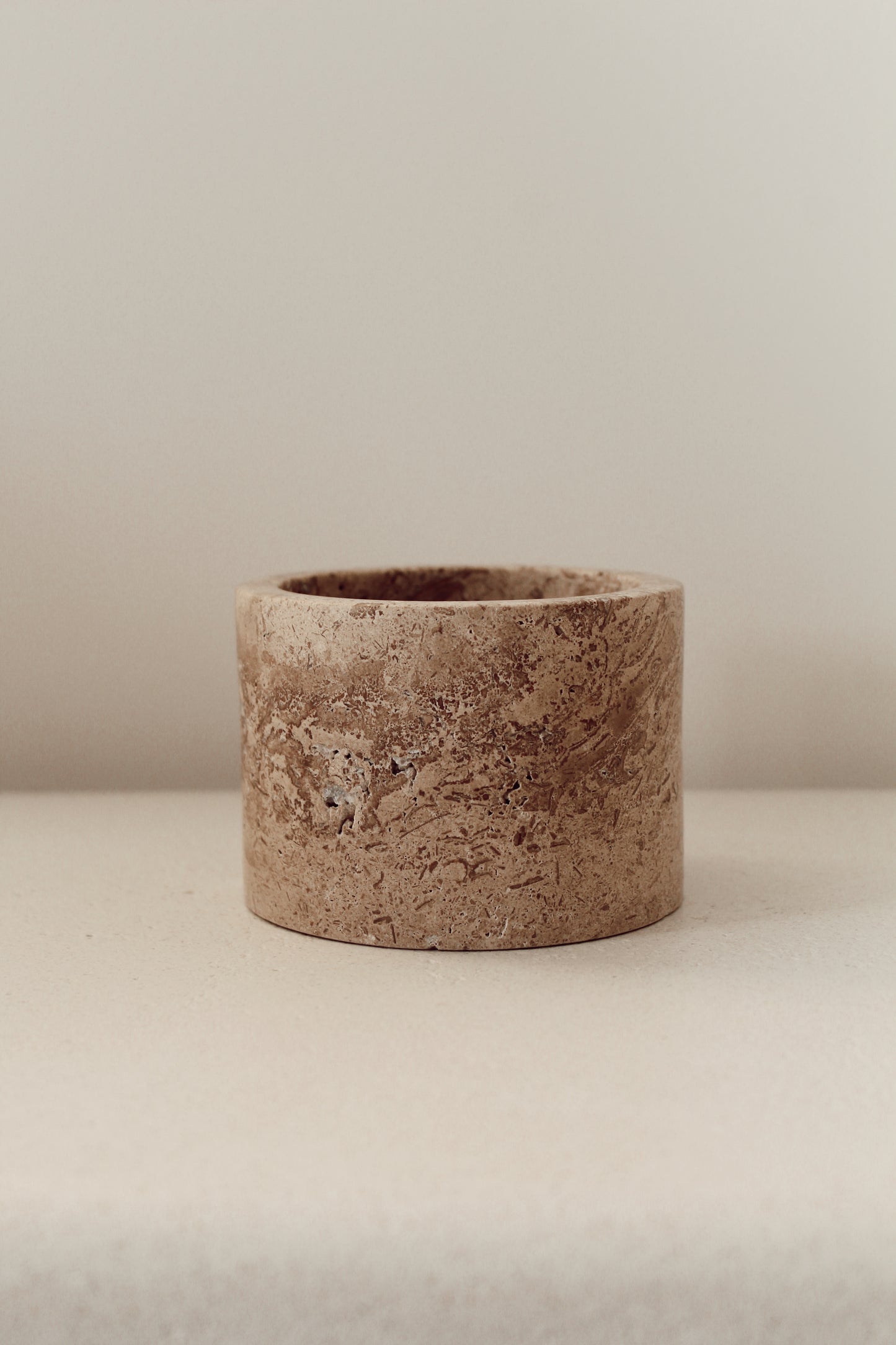 Travertine tea light holder mocca