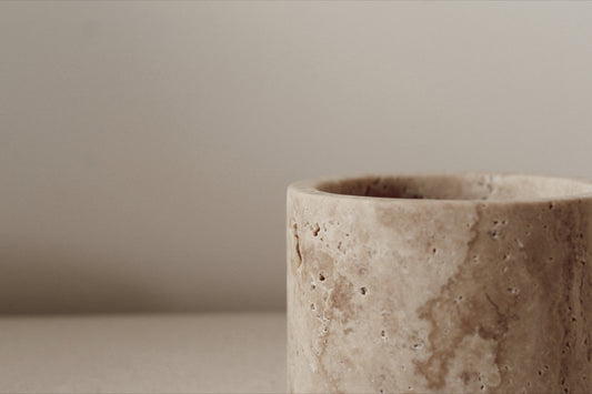 Travertine tea light holder beige
