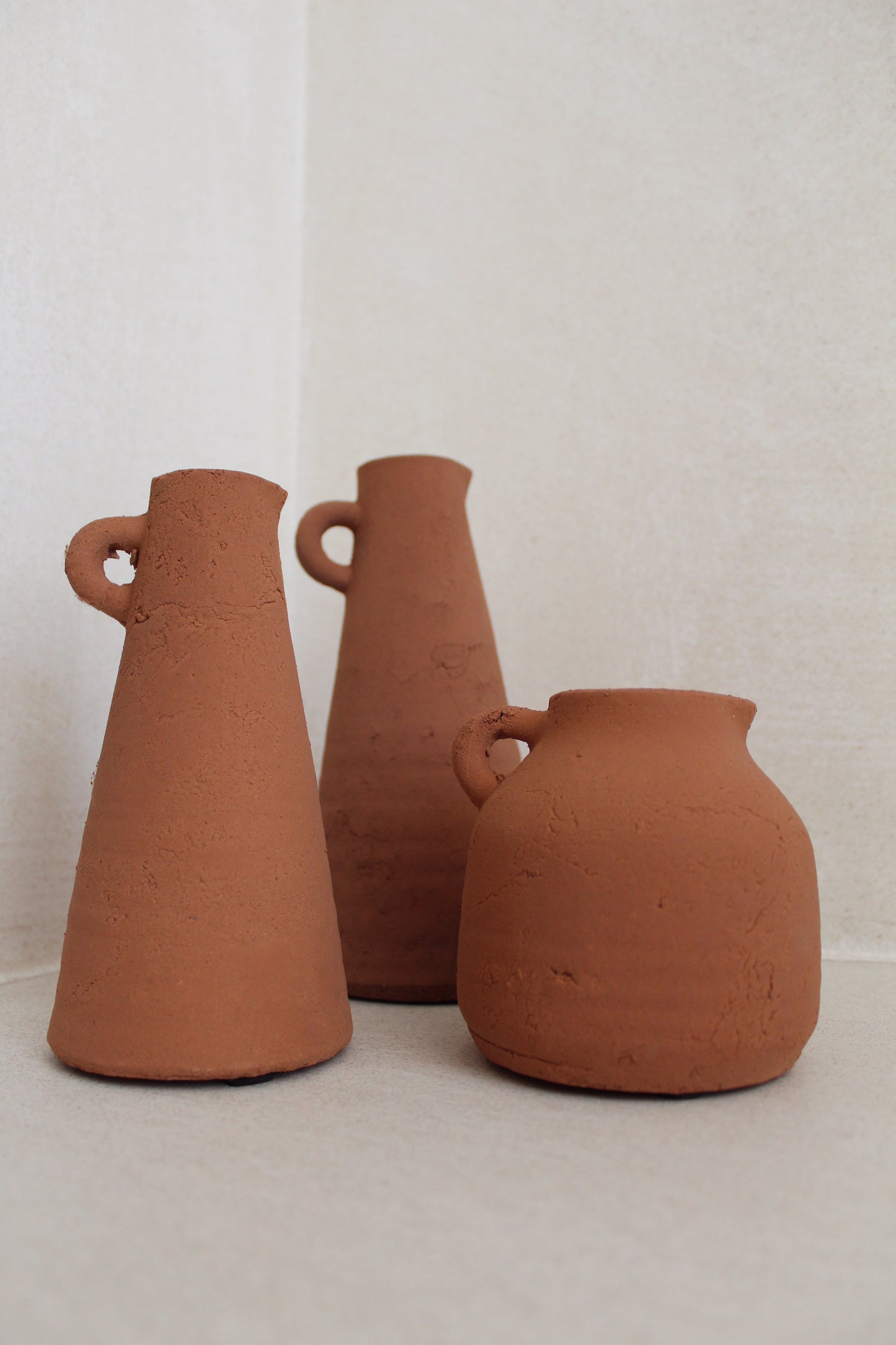 Terracotta vases - set of 3