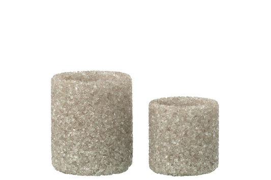 Tealight holder stone grey - set of 2