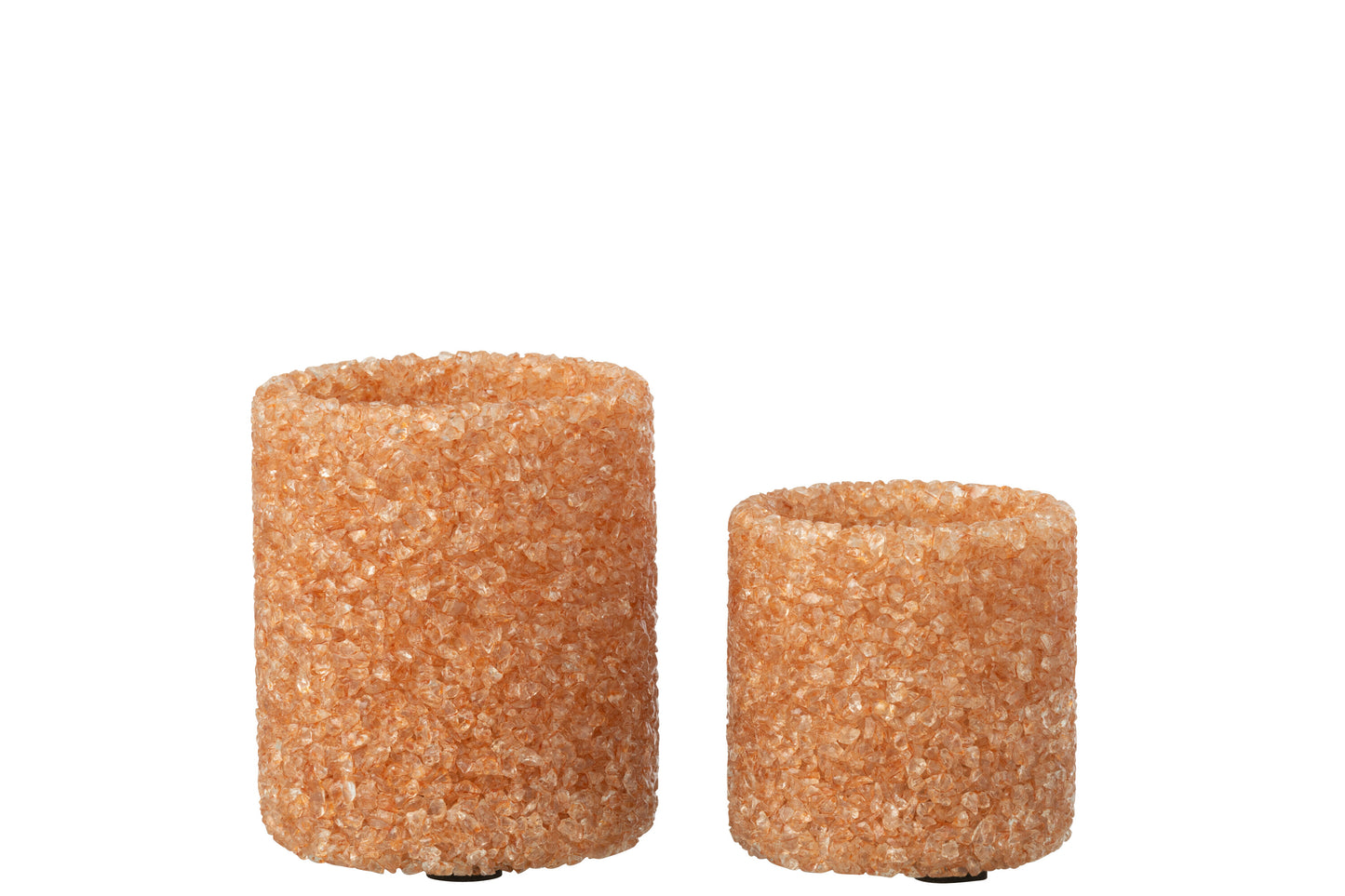 Tealight holder stone orange - set of 2
