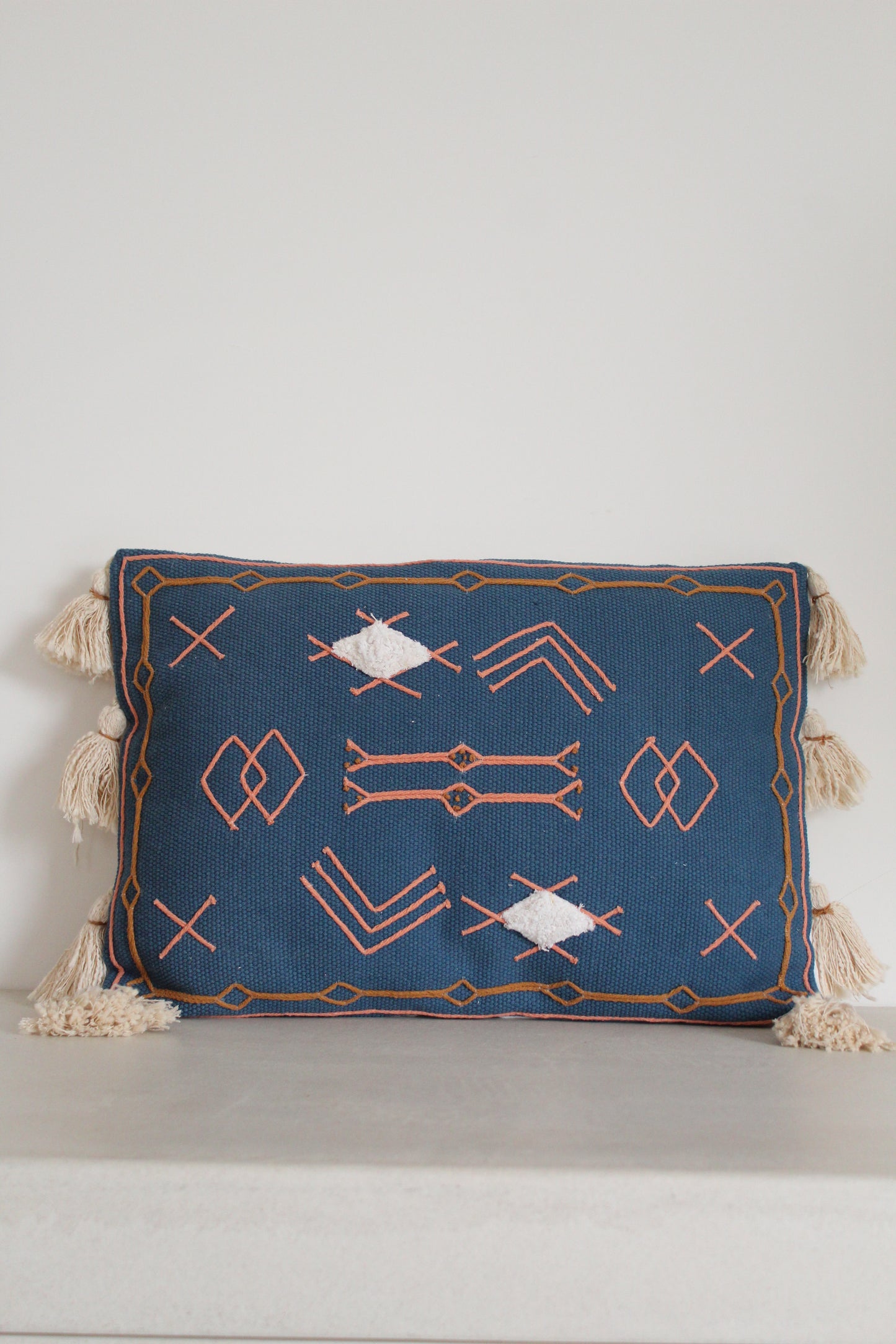 Blue mantra cushion long